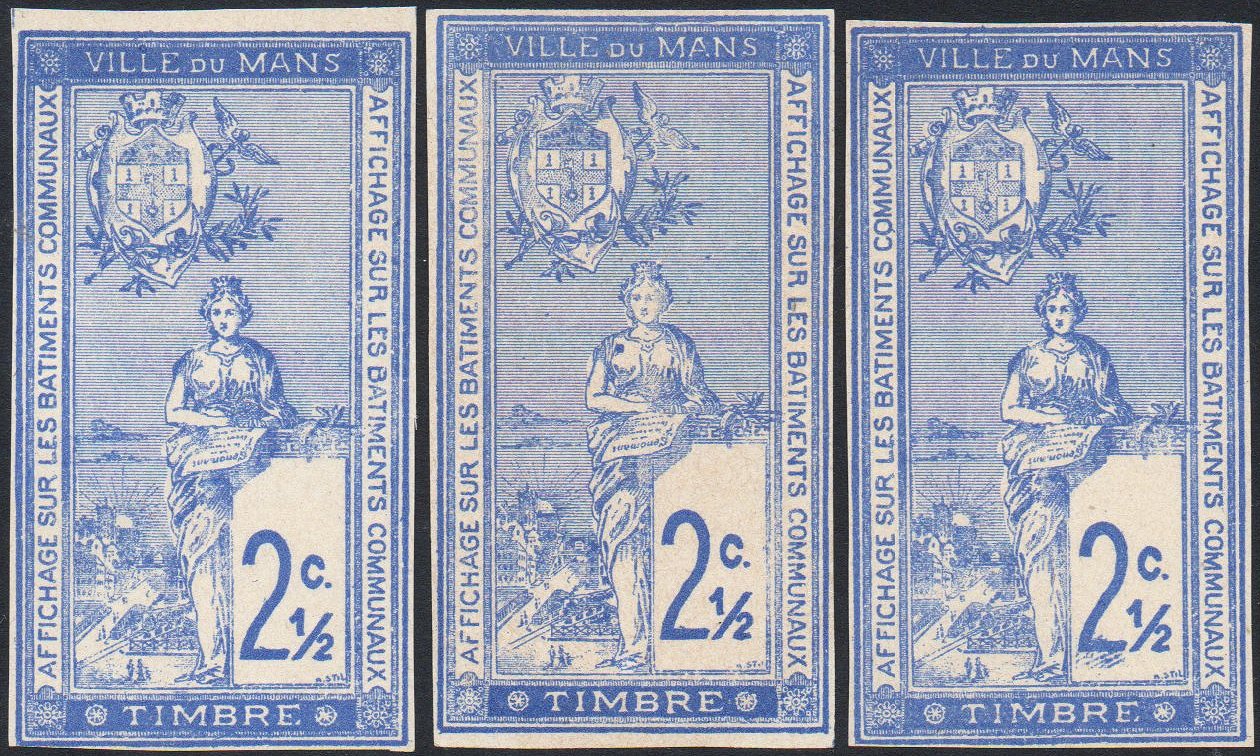 Le Mans : Timbre Fiscal 'Affiches' 1901 : Le Pont en X : Tramway à vapeur : 2½:c 